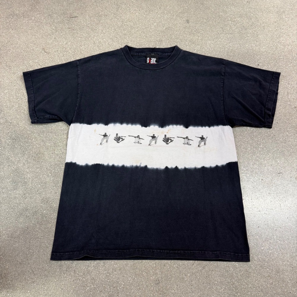 Vintage Giant Skateboard Graphic Tie Dye T-Shirt Black White Youth L 14-16